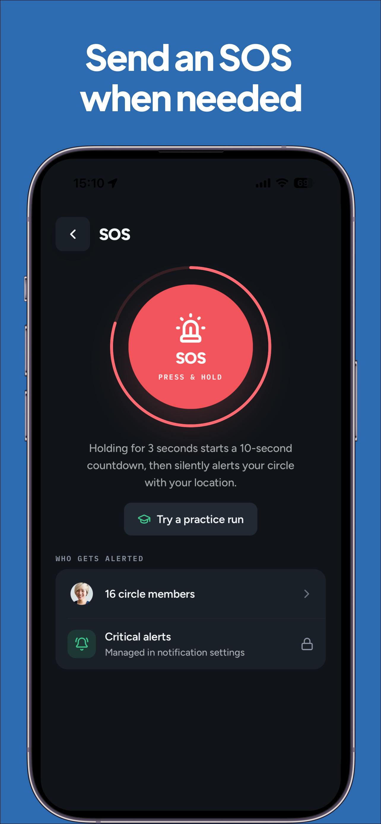 SafeSense SOS — silently alert your circle with your location