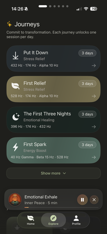 Sounda journeys — multi-day guided sound programs